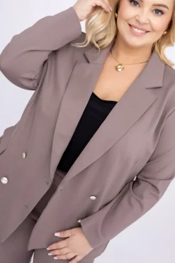 Damskie Polski Kawowa Marynarka dwurzędowa MEYVI