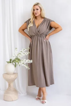 Włoski Kawowa Sukienka LASTIA