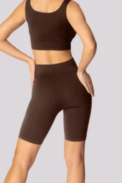 Polski Kawowe Spodenki bikery prążkowane RIBBED