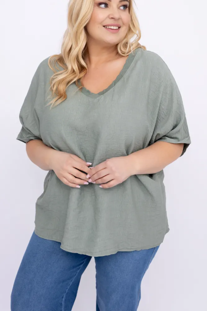 Damskie Włoski Khaki Bluzka OZURI