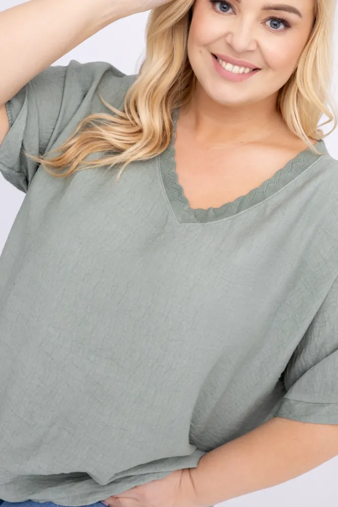 Damskie Włoski Khaki Bluzka OZURI