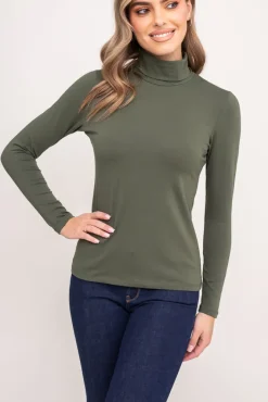 Damskie Polski Khaki Bluzka z golfem LUZIO