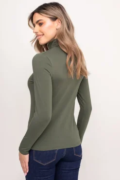 Damskie Polski Khaki Bluzka z golfem LUZIO