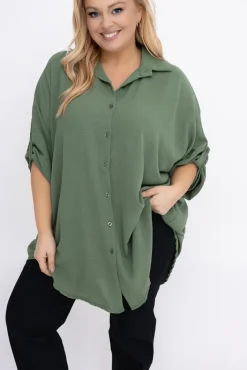 Damskie Włoski Khaki Koszula VISCO