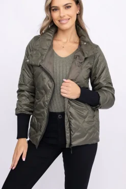 Damskie Polski Khaki Kurtka pikowana ocieplana ROBENO