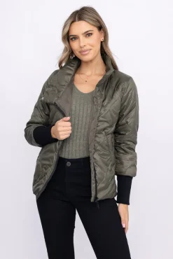 Damskie Polski Khaki Kurtka pikowana ocieplana ROBENO