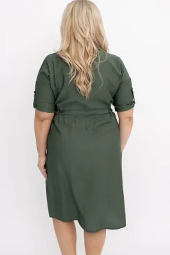 Włoski Khaki Sukienka szmizjerka SAFERI