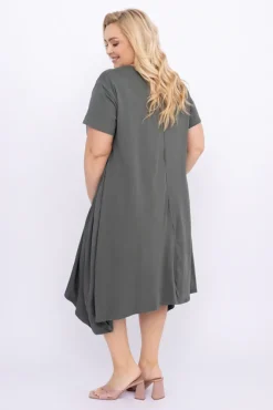 Włoski Khaki Sukienka z wisiorkiem MIRUNDIA