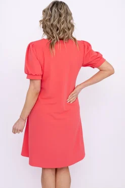 Włoski Koralowa Sukienka BERGIA