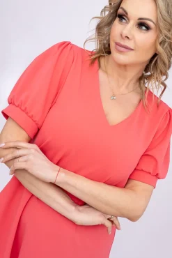 Włoski Koralowa Sukienka BERGIA