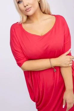 Polski Koralowa Sukienka CASUAL FASHION