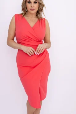 Włoski Koralowa Sukienka kopertowa KENTI