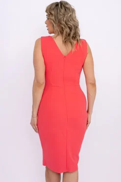 Włoski Koralowa Sukienka kopertowa KENTI