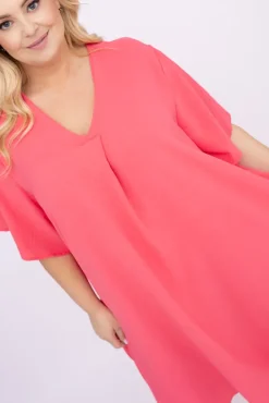 Włoski Koralowa Sukienka LUGINERO