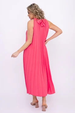 Włoski Koralowa Sukienka plisowana JAKARTA