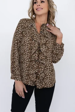 Damskie Włoski Koszula z żabotem TIGRIO