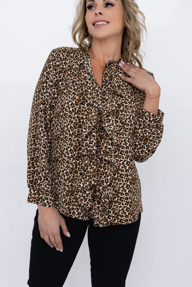 Damskie Włoski Koszula z żabotem TIGRIO