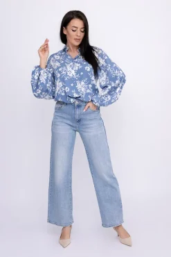 Damskie Polski Koszula z bufiastymi rękawami KAMI Wzór 8