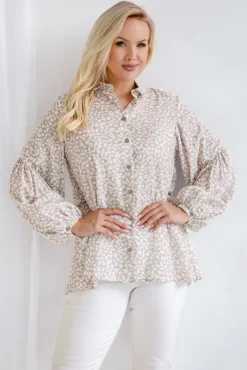 Damskie Polski Koszula z bufiastymi rękawami KAMI Wzór 13