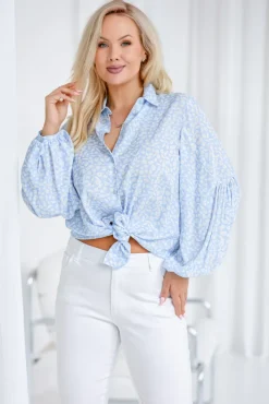 Damskie Polski Koszula z bufiastymi rękawami KAMI Wzór 12