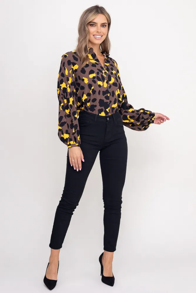 Damskie Polski Koszula z bufiastymi rękawami KAMI Wzór 4