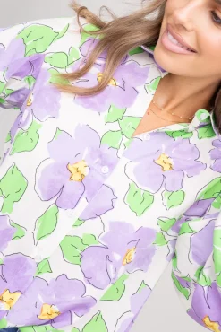 Damskie Polski Koszula z bufiastymi rękawami KAMI Wzór 7