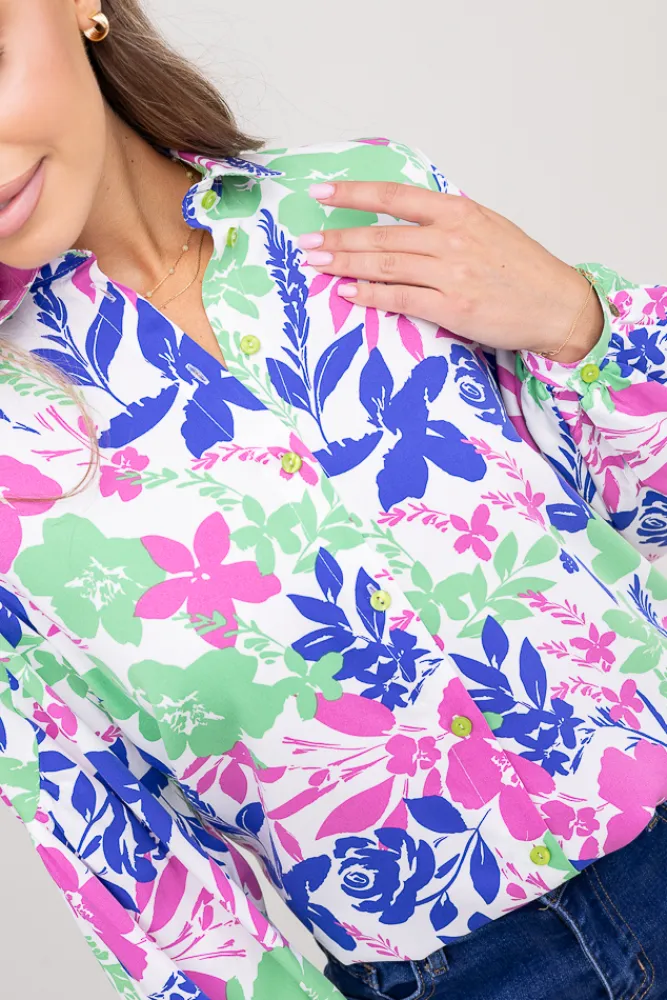 Damskie Polski Koszula z bufiastymi rękawami KAMI Wzór 5