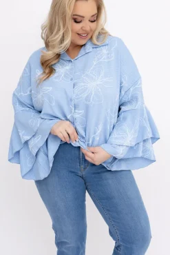 Damskie Włoski Koszula z falbanami na rękawach HERIEN Wzór 3