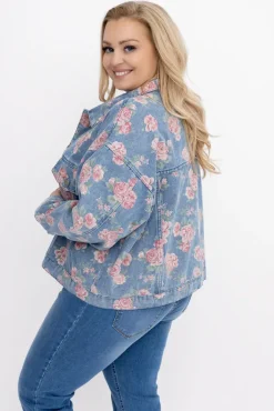 Damskie Włoski Kurtka jeansowa w kwiaty ROSALI