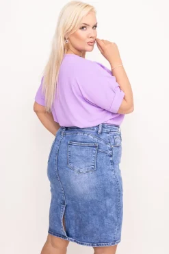 Damskie Włoski Liliowa Bluzka z rozsuwanym dekoltem EKIUZI