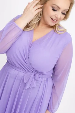 Włoski Liliowa Sukienka siateczkowa MANTARI