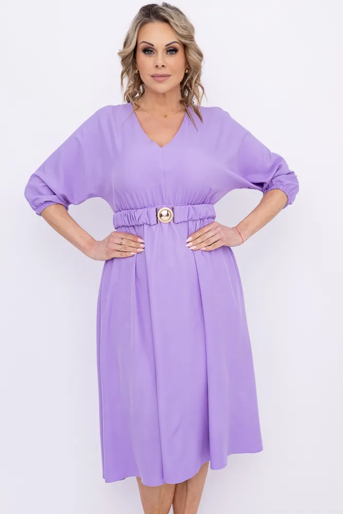 Polski Liliowa Sukienka z paskiem GESINA