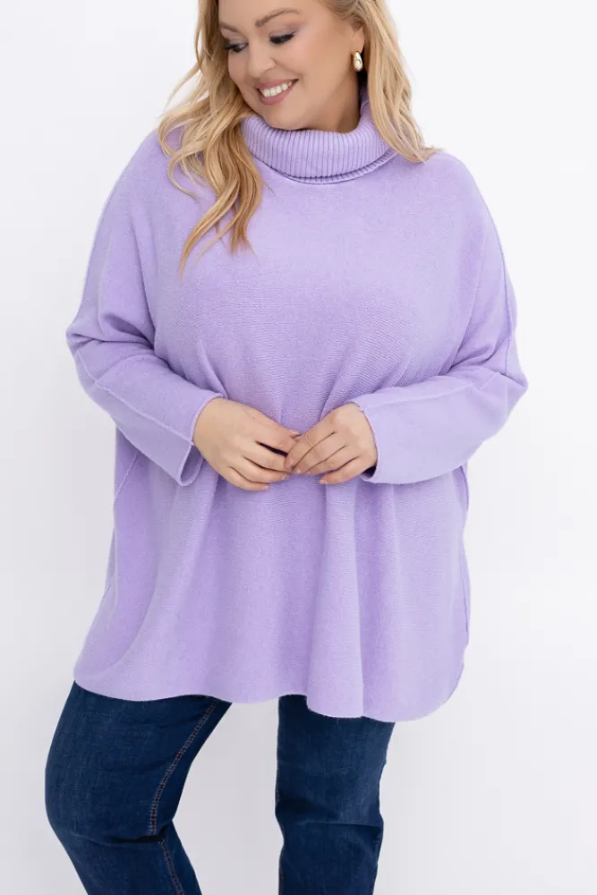 Damskie Włoski Liliowy Sweter z golfem MONTIO