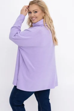 Damskie Włoski Liliowy Sweter z golfem MONTIO