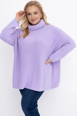 Damskie Włoski Liliowy Sweter z golfem MONTIO