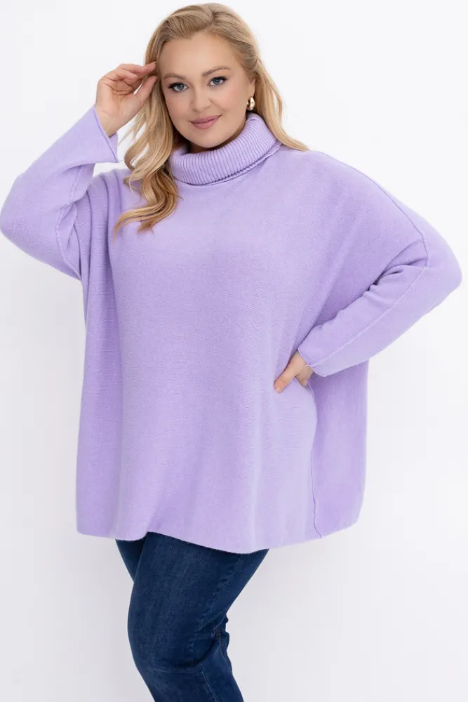 Damskie Włoski Liliowy Sweter z golfem MONTIO