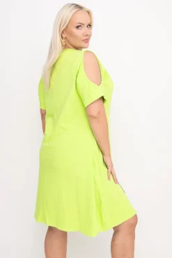 Włoski Limonkowa Sukienka dresowa PIOVE