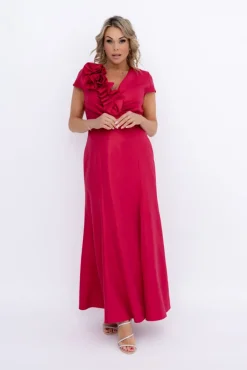 Polski Malinowa Sukienka błyszcząca ARIEL