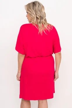 Polski Malinowa Sukienka SATURIO