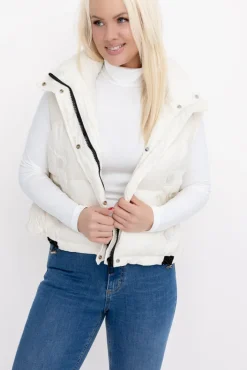 Damskie Śmietanowa Kamizelka ocieplana BISHIO