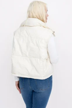 Damskie Śmietanowa Kamizelka ocieplana BISHIO