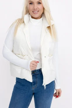 Damskie Śmietanowa Kamizelka ocieplana ETAVI