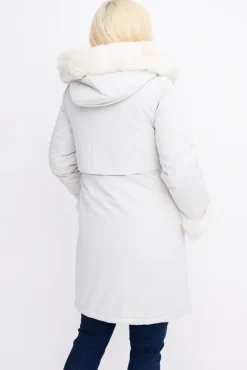 Damskie Włoski Śmietanowa Kurtka puchowa z kapturem SNOWY