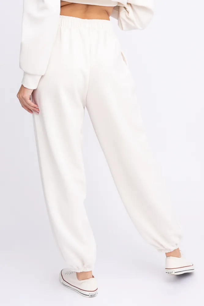 Damskie Włoski Śmietanowe Spodnie dresowe MELBIRA