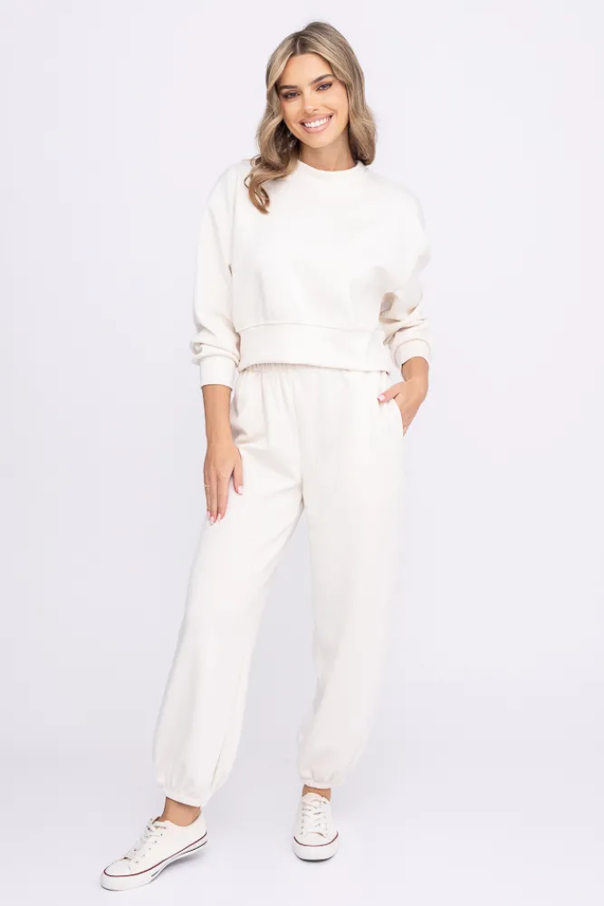 Damskie Włoski Śmietanowe Spodnie dresowe MELBIRA