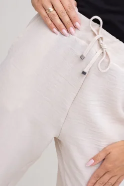 Damskie Polski Śmietanowe Spodnie lniane SIETTA