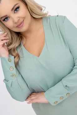 Damskie Polski Miętowa Bluzka Elegancka XEVIN