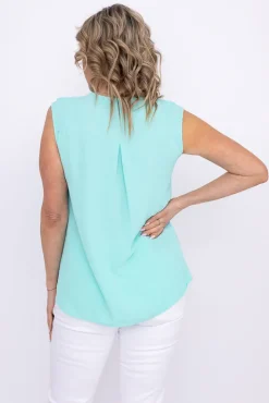 Damskie Włoski Miętowa Bluzka z żabotem ZENTIO
