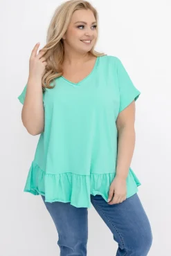 Damskie Włoski Miętowa Bluzka z falbaną BEYBIN