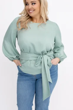 Damskie Polski Miętowa Bluzka z wiązaniem BENERVI
